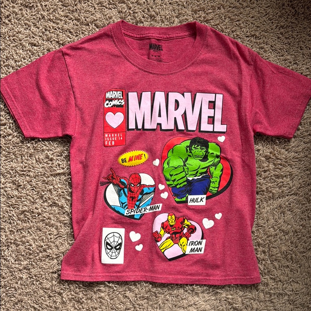 Marvel Red Superhero kid T-Shirt Valentine’s Day size M